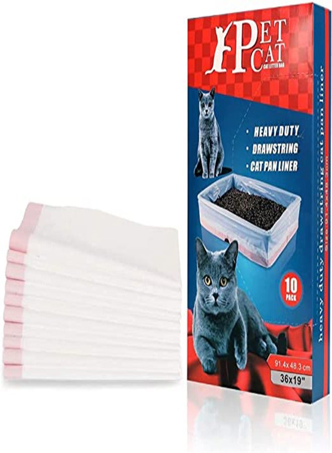 Excefore أكياس بطانة صندوق فضلات القطط، بطانة صندوق فضلات ثقيلة التحمل بحبل سحب Jumbo، أكياس صندوق فضلات سميكة جداً، بطانة صندوق فضلات قابلة للتحلل 31 بوصة × 17 بوصة 10 قطع - Image 1