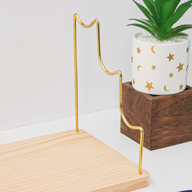 Pengup Bracelet Holder, Bracelet Displays for Vendors, 3 Tier Jewelry Organizer Stand for Selling, Jewelry Necklaces Storage Rack with Wood Base (Beige+Gold) - Image 5
