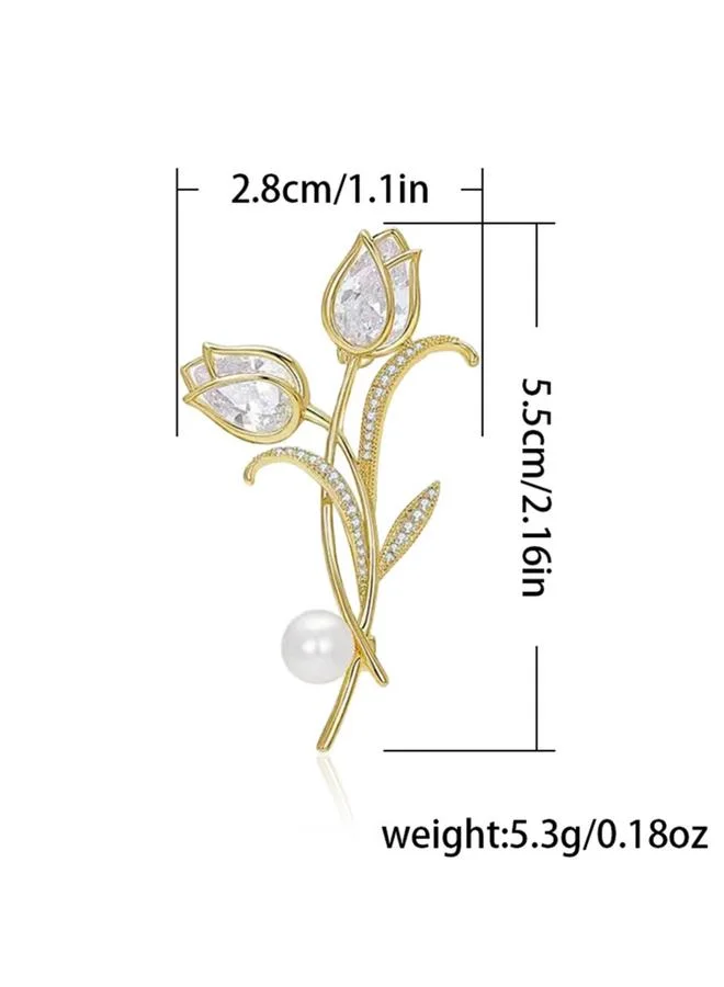 Take Two  Flower Shaped Rhinestone Embellished Brooch for Women | Best Price UAE