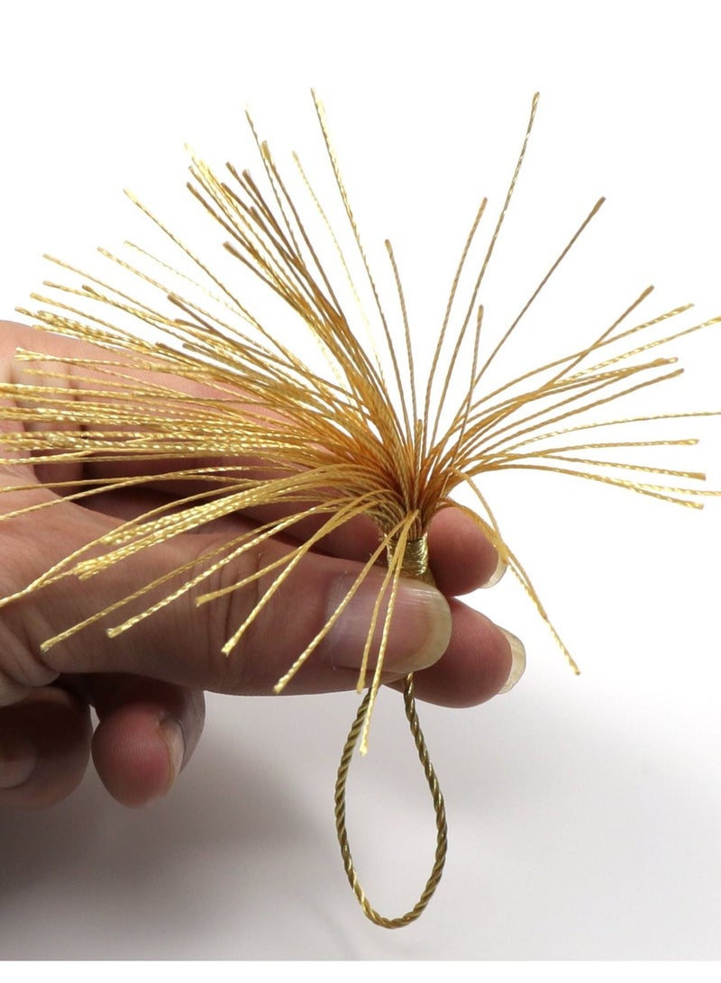 Y&D 100 Pieces Light Gold 13 cm/5 Inch Silk Handmade Soft Tassel Thread Bookmark with Rope Loop for Jewelry Making DIY Craft Accessories (Light Gold) - Image 4