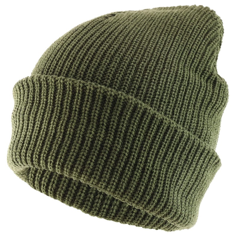 Armycrew 100% Acrylic Oversized XXL Thick GI Watch Cap Ribbed Knit Beanie Hat - Olive - 2XL - Image 1