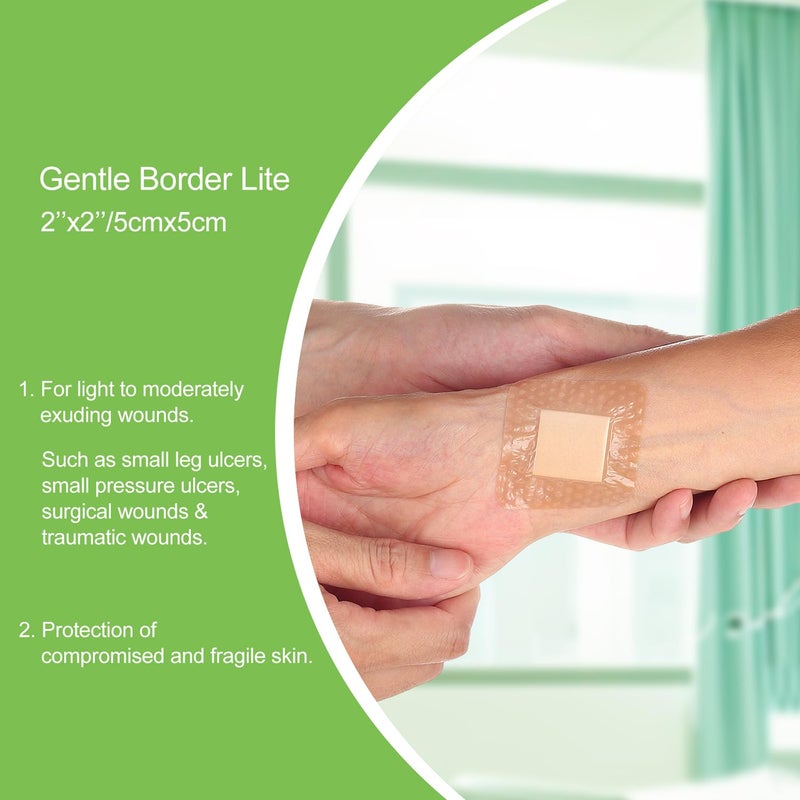 NeuHeils Silicone Foam Dressing Gentle Border Lite 2''x2'', Pad Size 1''x1'', 20 Pack for Small Bed Sore Pressure Ulcer Wound Bandages Patches - Image 5