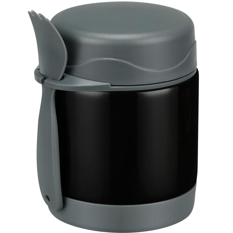 Howeemo 10oz Soup Thermo for Hot Food KidsLunch Kids Jar with Spoon Insulated ContainersLeak Proof Stainless Steel Wide Mouth Lunch SchoolBlack