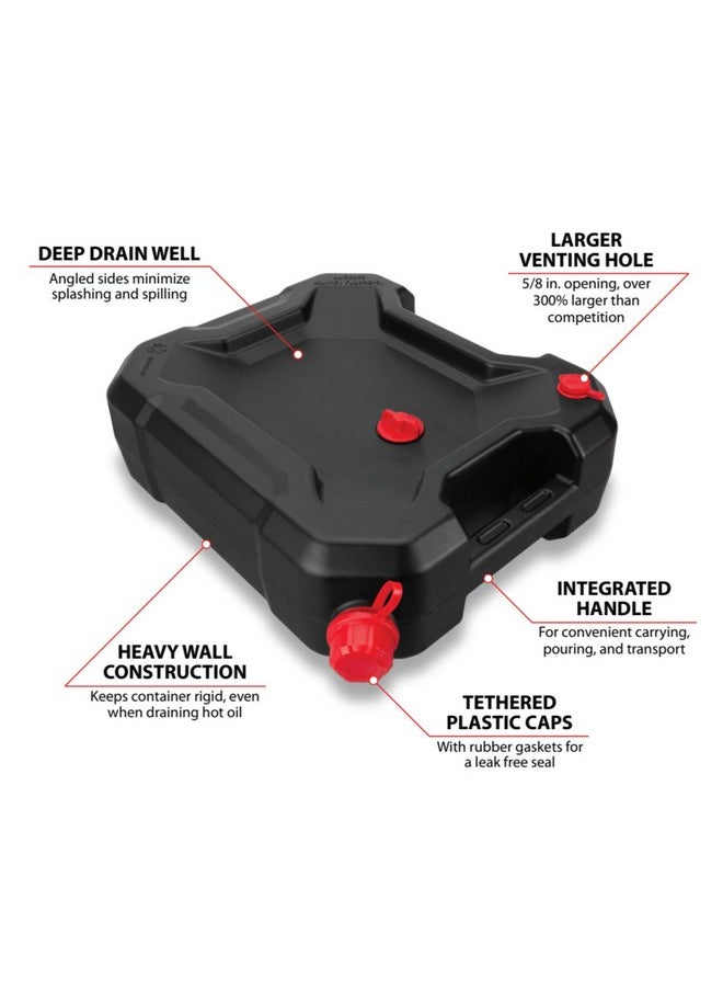Performance Tool Performance Tool W4076 10-Quart Oil Drain Container, Deep Drain Well, Integrated Handles, Sealing Rubber Gaskets, Black  - Image 2