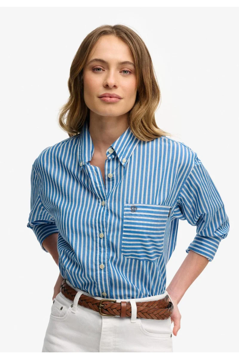 سوبر دراي Poplin Relaxed Long Sleeve Shirt