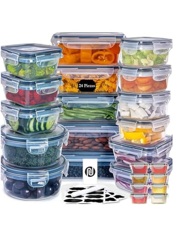 Beauenty 24-Pieces Airtight Food Storage Containers Set - BPA-Free PP Plastic, Snap Lock & Silicone Seal, Microwave & Freezer Safe, Leak-Proof for Grains, Fruits, Juices - Multi-Size - Image 1