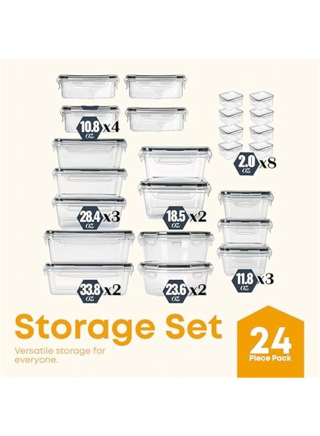 Beauenty 24-Pieces Airtight Food Storage Containers Set - BPA-Free PP Plastic, Snap Lock & Silicone Seal, Microwave & Freezer Safe, Leak-Proof for Grains, Fruits, Juices - Multi-Size - Image 2