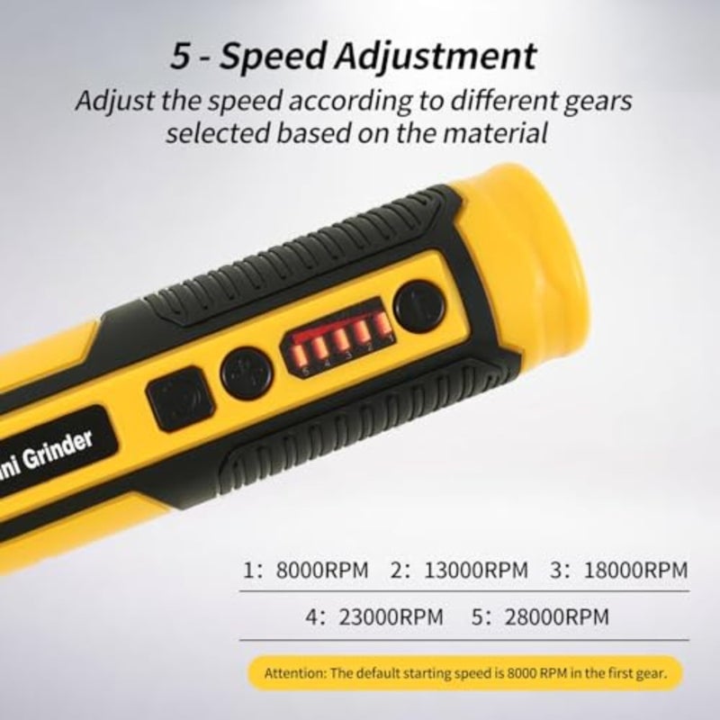 مجموعة أدوات دوارة لاسلكية 7.2 فولت أداة دوارة صغيرة قابلة لإعادة الشحن مع شحن USB، 5 سرعات متغيرة تصل إلى 28000 دورة في الدقيقة، 58 ملحقًا للنقش والقطع والصنفرة والتلميع والحرف اليدوية - Image 2