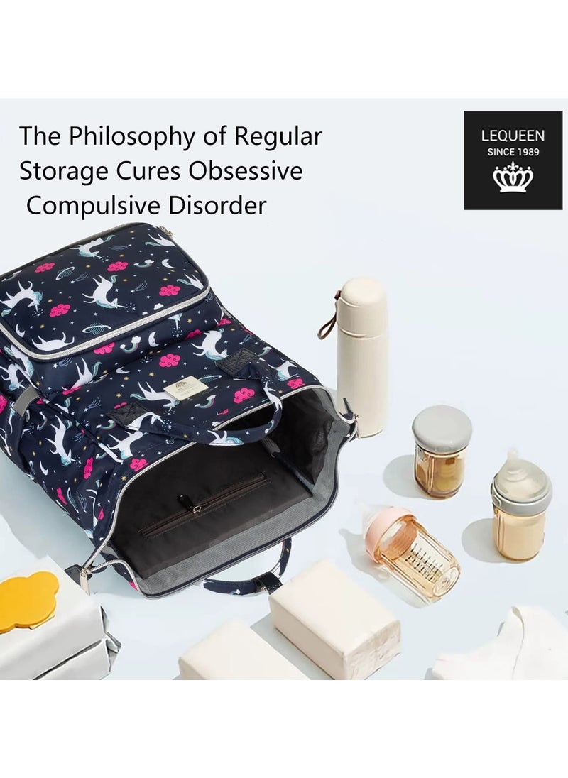 LEQUEEN - Diaper Bag 7th edition Diamond - Navy unicorn - Image 1