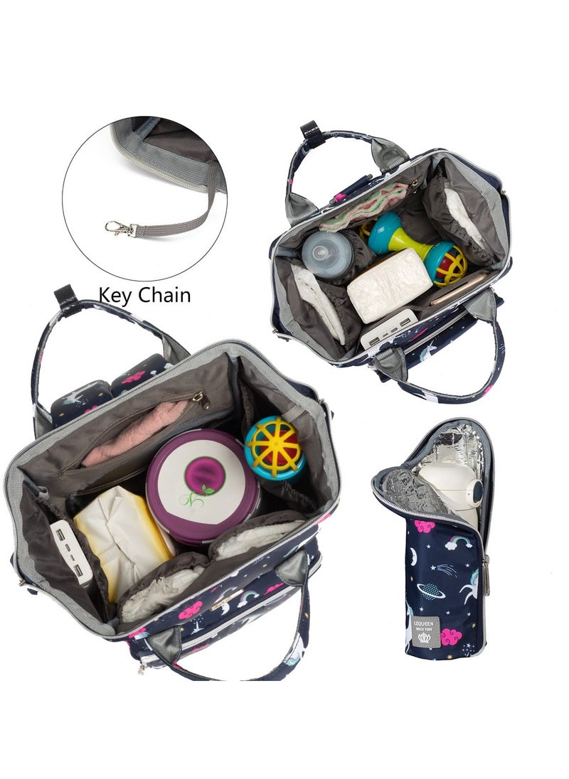 LEQUEEN - Diaper Bag 7th edition Diamond - Navy unicorn - Image 1