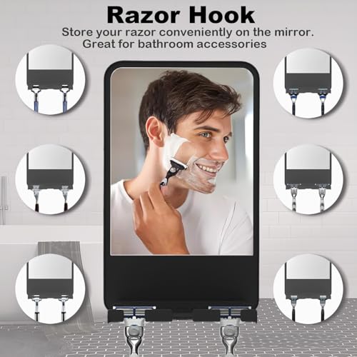 Infitrans Shower Mirror for Shaving Fogless with Multifunctional Storage for Razor and Shaving Foam Canister,Adjustable Angle Mirror (Black) - Image 5