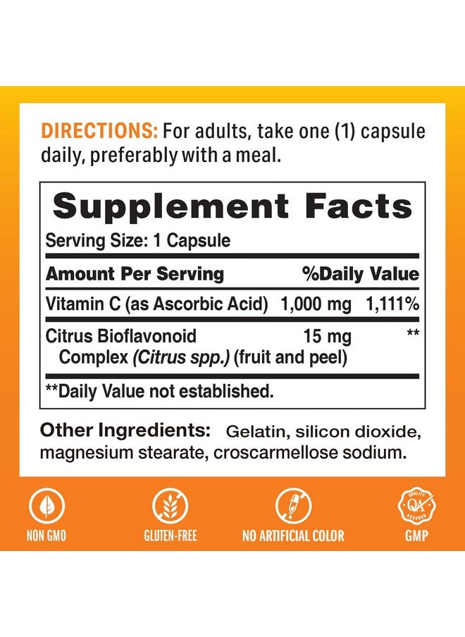 VITAMIN WORLD Vitamin World Vitamin C 1000 mg with Bioflavonoids, Immune Support, Antioxidant Protection, Vitamin C Supplement for Collagen Production, Bone & Skin Health, Gluten Free, 100 Capsules  - Image 2