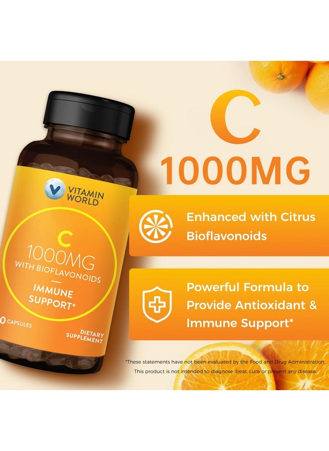 VITAMIN WORLD Vitamin World Vitamin C 1000 mg with Bioflavonoids, Immune Support, Antioxidant Protection, Vitamin C Supplement for Collagen Production, Bone & Skin Health, Gluten Free, 100 Capsules  - Image 3