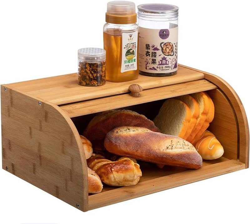 Large Wooden Roll Top Bread Box Large Capacity Bread Holder, Premium Food Storage Container for Loafers, Pastries or Snacks - Image 5