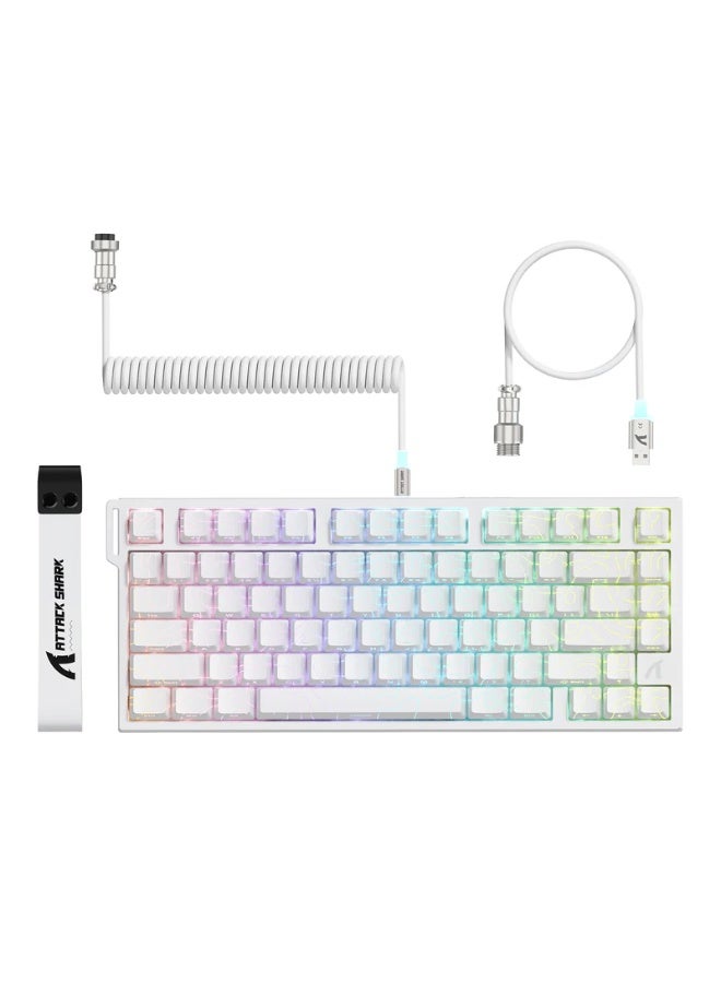 Attack Shark R82 HE 75% Wired Gaming Keyboard, Hall Effect Magnetic Switches, Rapid Trigger Technology, 8000Hz Polling Rate, Adjustable Actuation 0.1–3.4mm, RGB Backlit, Hot-Swappable Keys, USB-C C01ULTRA LED Cable, Compact Mechanical Keyboard for FPS Gaming | White - Image 1