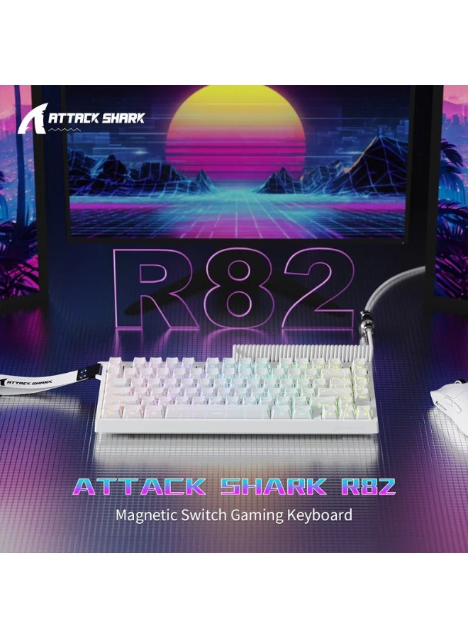Attack Shark R82 HE 75% Wired Gaming Keyboard, Hall Effect Magnetic Switches, Rapid Trigger Technology, 8000Hz Polling Rate, Adjustable Actuation 0.1–3.4mm, RGB Backlit, Hot-Swappable Keys, USB-C C01ULTRA LED Cable, Compact Mechanical Keyboard for FPS Gaming | White - Image 2