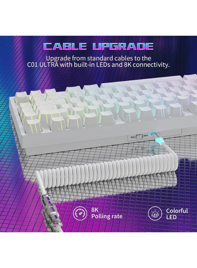 Attack Shark R82 HE 75% Wired Gaming Keyboard, Hall Effect Magnetic Switches, Rapid Trigger Technology, 8000Hz Polling Rate, Adjustable Actuation 0.1–3.4mm, RGB Backlit, Hot-Swappable Keys, USB-C C01ULTRA LED Cable, Compact Mechanical Keyboard for FPS Gaming | White - Image 5