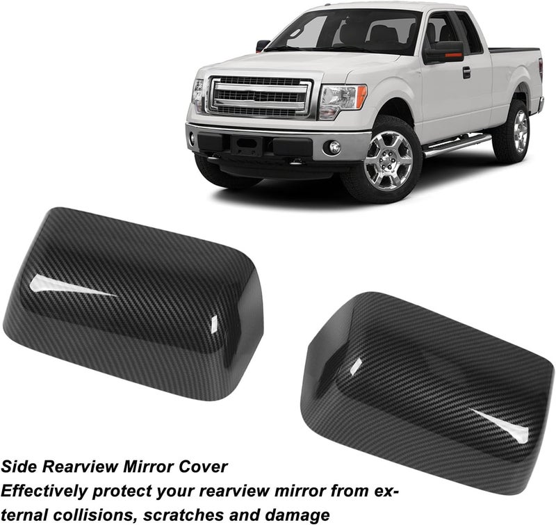 Side Rearview Mirror Cover, Scratch, ABS Material, 2PCS Left Right for F - 450 F - 550 Truck - Durable Protection, Easy Replacement, Fits Multiple Truck Models (Carbon Fiber Pattern) - Image 4