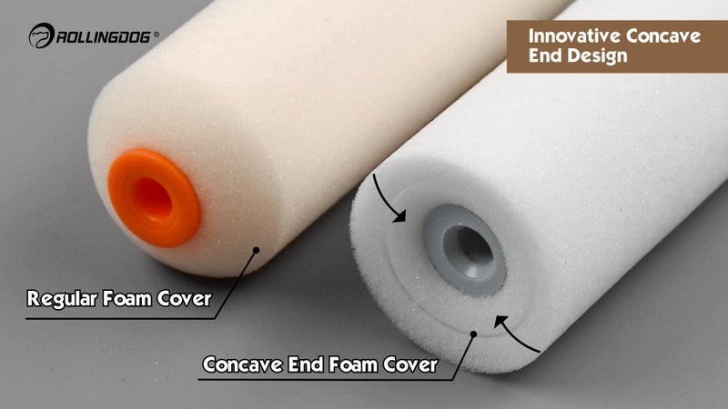 ROLLINGDOG Mini Foam Roller Paint - Paint Roller Covers,Concave Design High Density Foam Roller Refills for Smooth Even Painting(4 Inches,4PC) - Image 3
