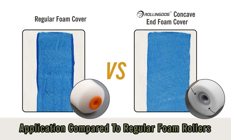 ROLLINGDOG Mini Foam Roller Paint - Paint Roller Covers,Concave Design High Density Foam Roller Refills for Smooth Even Painting(4 Inches,4PC) - Image 4
