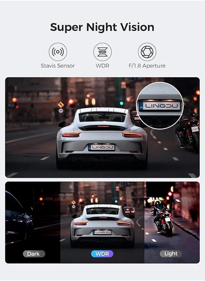 LINGDU - AM100 5G WiFi Dash Cam Front, 4K Dash Cam for Cars with ADAS, Free 64GB SD Card Voice Control, G-Sensor Built-in GPS, WDR 24H Parking Mode, Night Vision Loop Recording, Easy to Install - Image 1