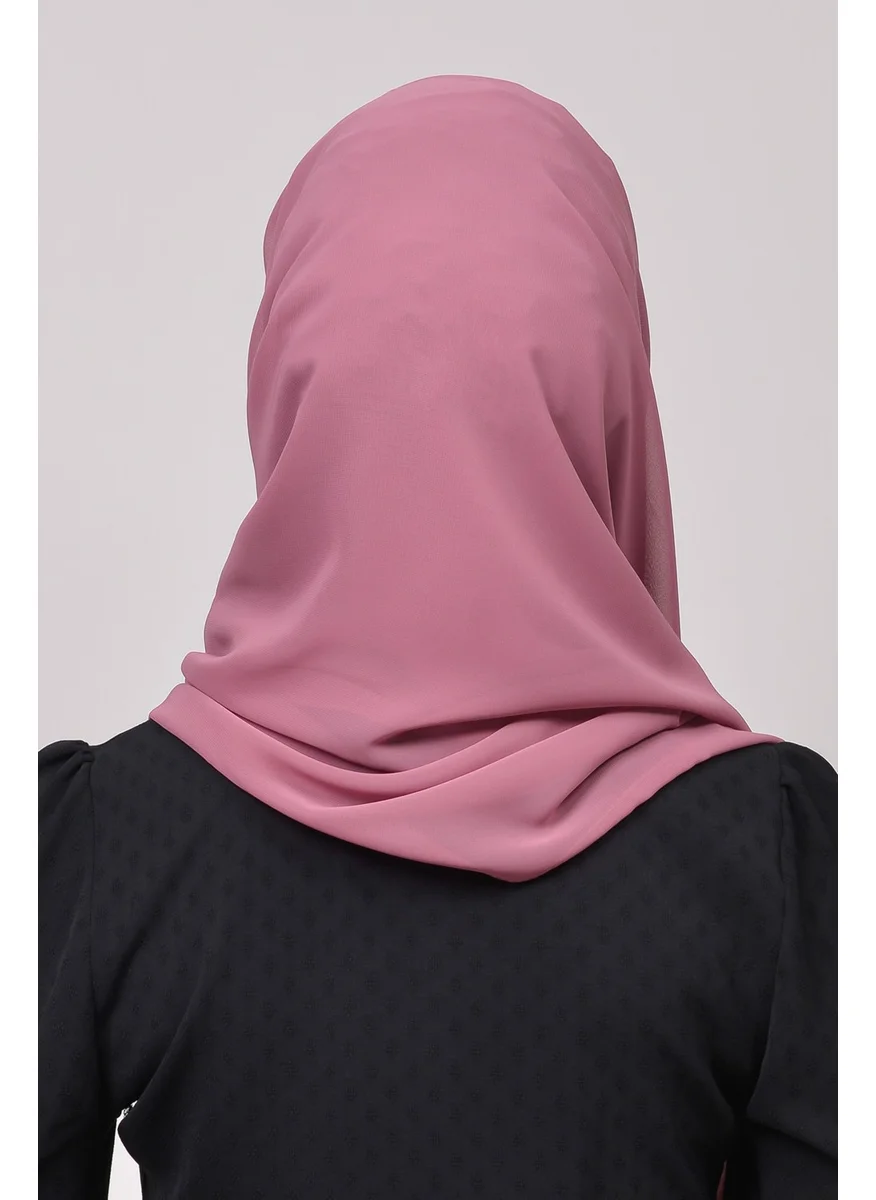 التوبة Ribbed Beaded Pleated Practical Chiffon Hijab Shawl - Dusty Rose