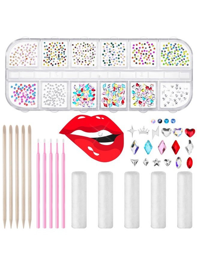 Sosation 377 Pieces Tooth Gem Kit Tooth Jewelry Kit DIY Fashionable Tooth Artificial Crystal Reflective Tooth for Halloween Christmas Teeth Party Decorations (Bright Style) - Image 1