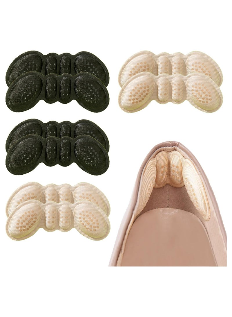 أوزيغالور 4 أزواج من لصقات الكعب، مانعة للانزلاق والتآكل للأحذية (بيج وأسود) - Image 1