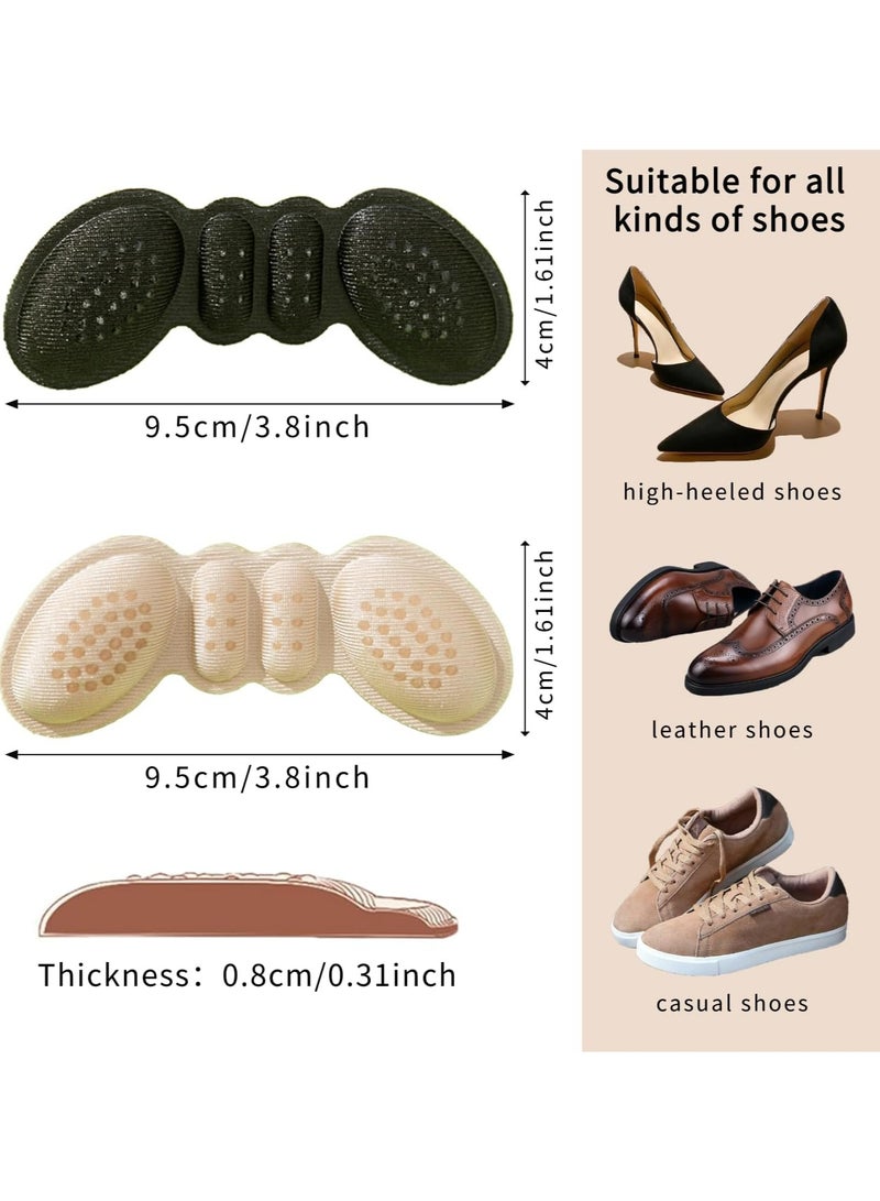 أوزيغالور 4 أزواج من لصقات الكعب، مانعة للانزلاق والتآكل للأحذية (بيج وأسود) - Image 3
