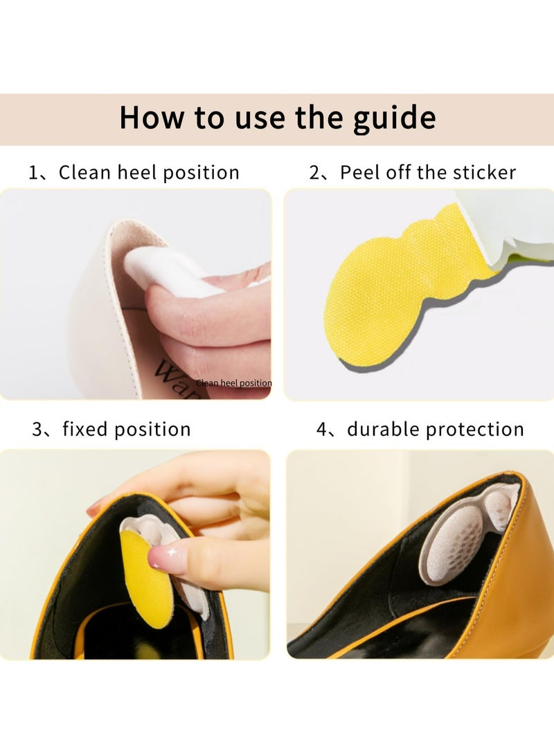 أوزيغالور 4 أزواج من لصقات الكعب، مانعة للانزلاق والتآكل للأحذية (بيج وأسود) - Image 4