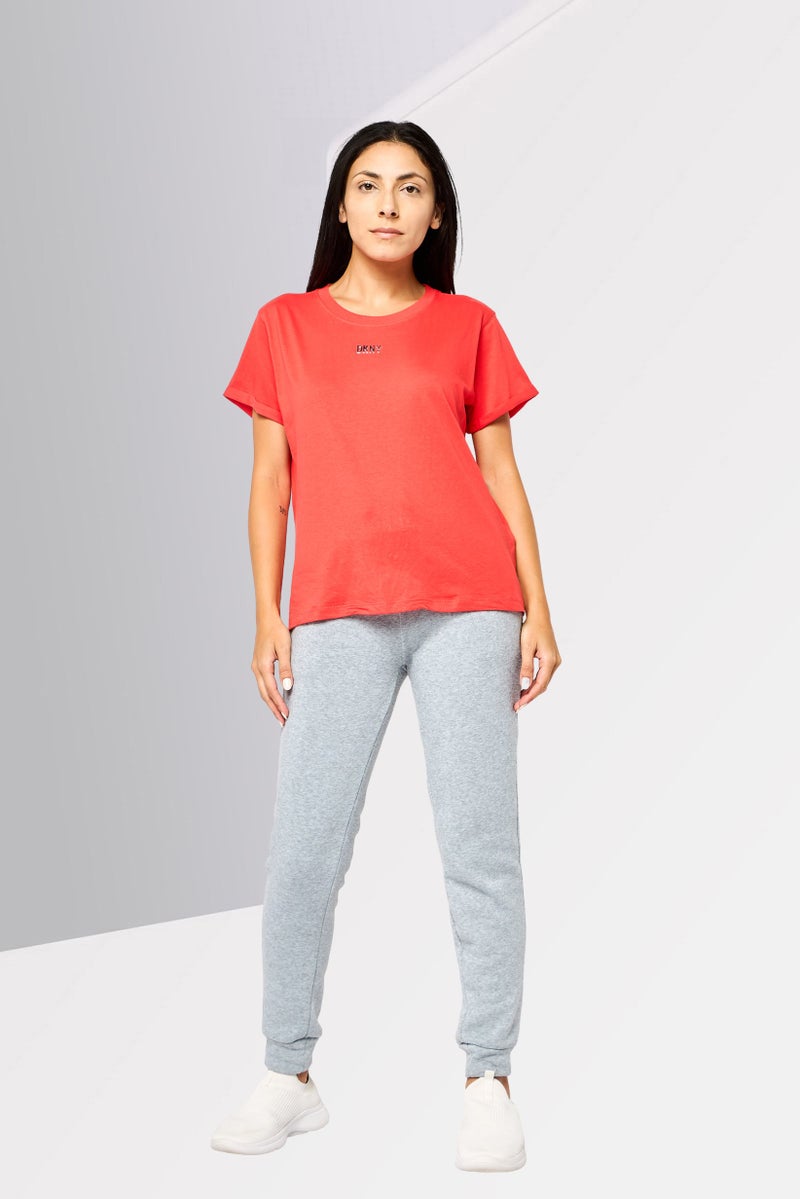 DKNY Sport Women Sportswear Fit Short Sleeves Outdoor T-Shirts, Red - Image 2