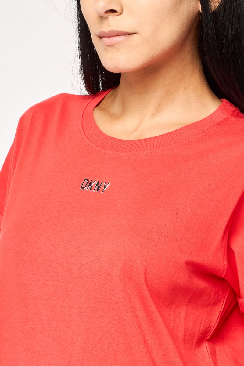 DKNY Sport Women Sportswear Fit Short Sleeves Outdoor T-Shirts, Red - Image 3