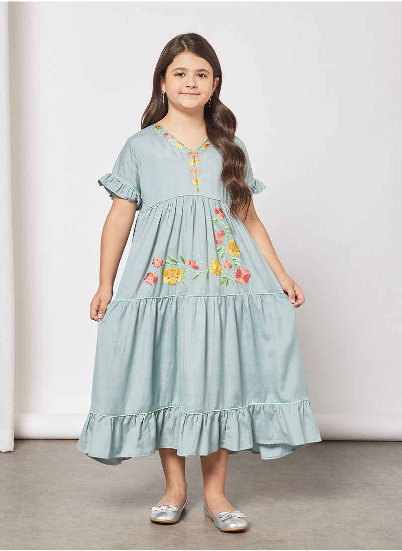 HANA & SARA - Kids Embroidered Jalabiya - Image 1