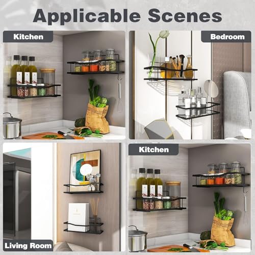 RIOMAX Wall Mounted Self-Adhesive Bathroom Shelf/Kitchen Rack & Holder/Soap Holder/Storage Organizer Rack - Bathroom Accessories (Material- Metal Powder Coated Finish, Black, Pack of 1) - Image 2