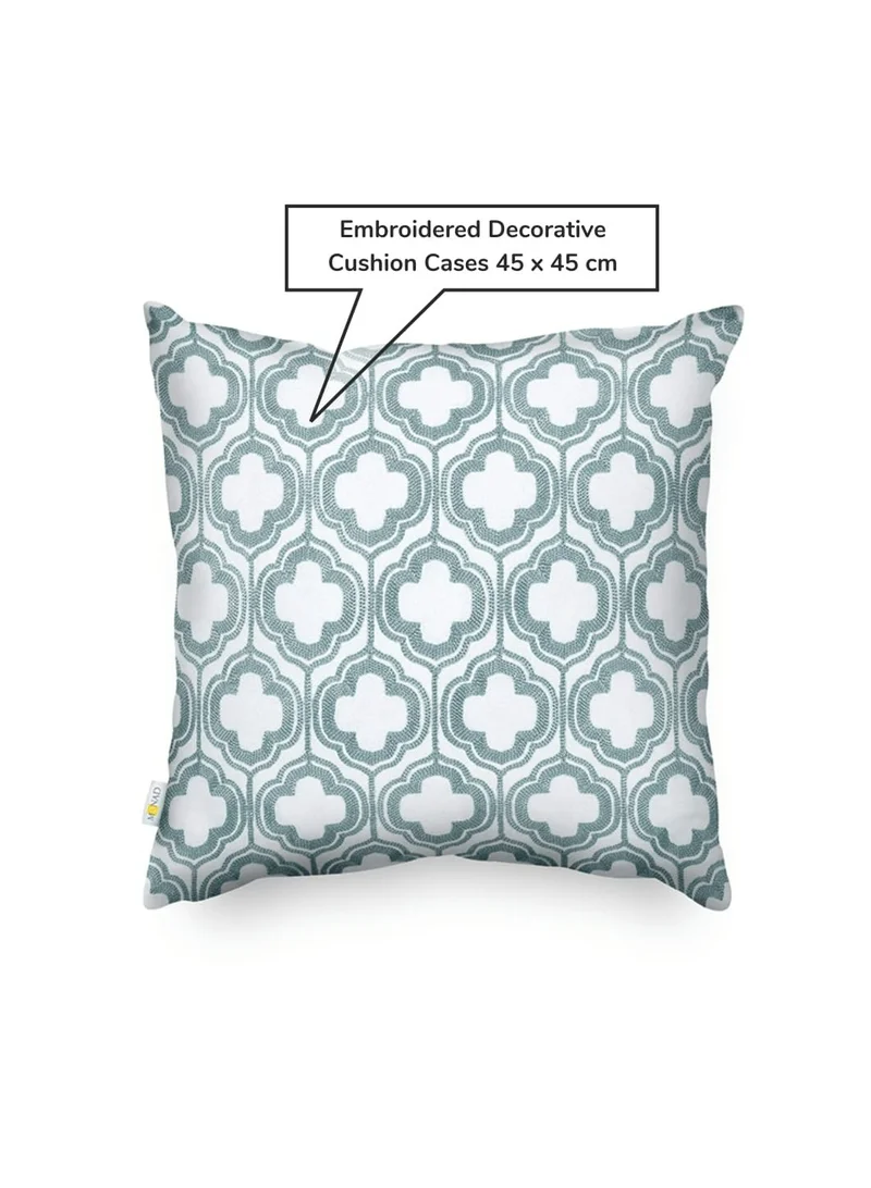 Donetella Decorative Embroidered Cushion Cover Blue/White 45x45Cm (Without Filler)