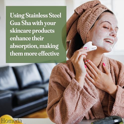 Homeda Stainless Steel Gua Sha for Face, Guasha Stone for Face Massage Tool, Metal Gua Sha Stone, Gusha, Gaushala, Gosha for Men Yoga, Face Massager Tools for Women Skincare, Facial Shaper (1 Piece) - Image 2