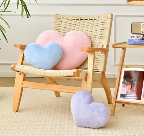 Petrella Heart Pillow Cute Fuzzy Pillows Throw Pillows for Bed Livingroom Home Decor Cushion Decorative Aesthetic Preppy Pillows Blue,Small 13"x10" - Image 5