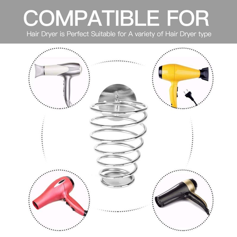 ZJchao Spiral Blower Stand, Spring Wall Mounting Hair Dryer Hanging Rack, Stainless Steel Hairdryer Blowers Holder, Best Choice for Home Hair Salon Beauty Salon - Image 2