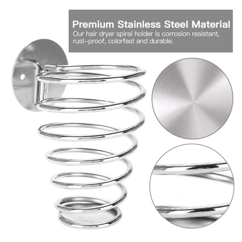 ZJchao Spiral Blower Stand, Spring Wall Mounting Hair Dryer Hanging Rack, Stainless Steel Hairdryer Blowers Holder, Best Choice for Home Hair Salon Beauty Salon - Image 5