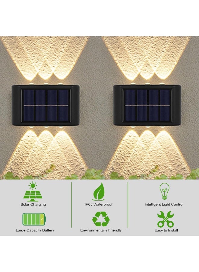 BABONA Wall Lamp For Courtyard Decoration, Outdoor Solar Lamp, Garden Wall Lamp, Warm Light, P65 Waterproof LED Wall Light with 6 Lights for Garden Lawn-4PCS - Image 5