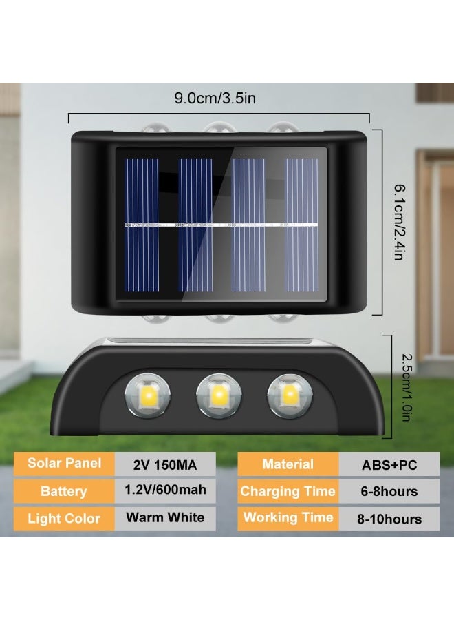 BABONA Wall Lamp For Courtyard Decoration, Outdoor Solar Lamp, Garden Wall Lamp, Warm Light, P65 Waterproof LED Wall Light with 6 Lights for Garden Lawn-4PCS - Image 2