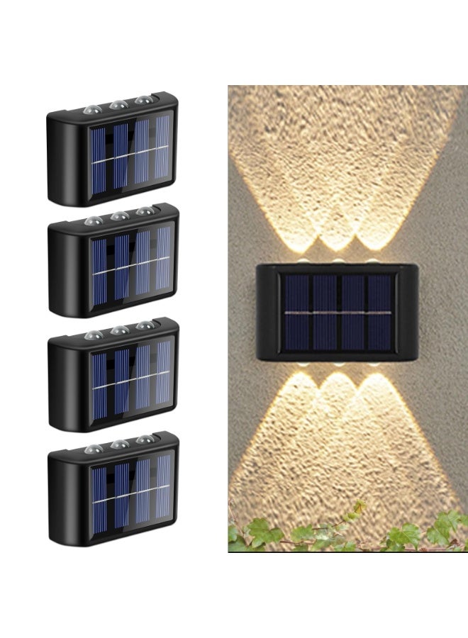BABONA Wall Lamp For Courtyard Decoration, Outdoor Solar Lamp, Garden Wall Lamp, Warm Light, P65 Waterproof LED Wall Light with 6 Lights for Garden Lawn-4PCS - Image 1