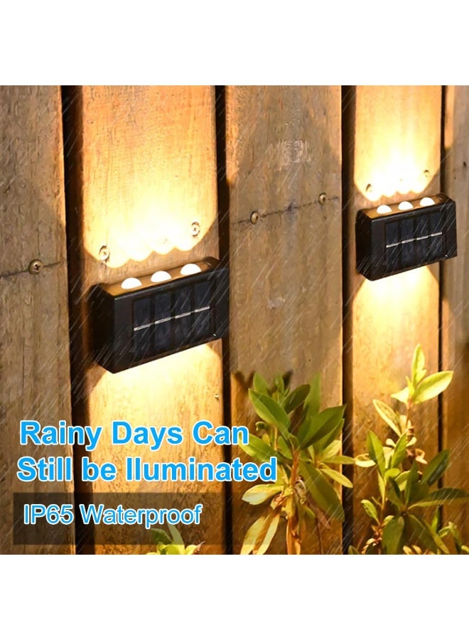 BABONA Wall Lamp For Courtyard Decoration, Outdoor Solar Lamp, Garden Wall Lamp, Warm Light, P65 Waterproof LED Wall Light with 6 Lights for Garden Lawn-4PCS - Image 3