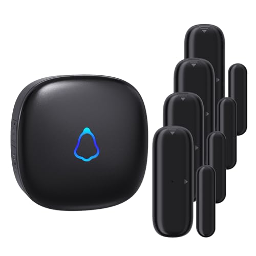 METAK Door Chime METAK Wireless Door Open Contact Sensor Alarm with 500 FT Range 58 Chimes and 5 Volume Levels for BusinessStoreHomeOffice When Entering 4 Transmitters 1 Plugin Receiver - Image 1