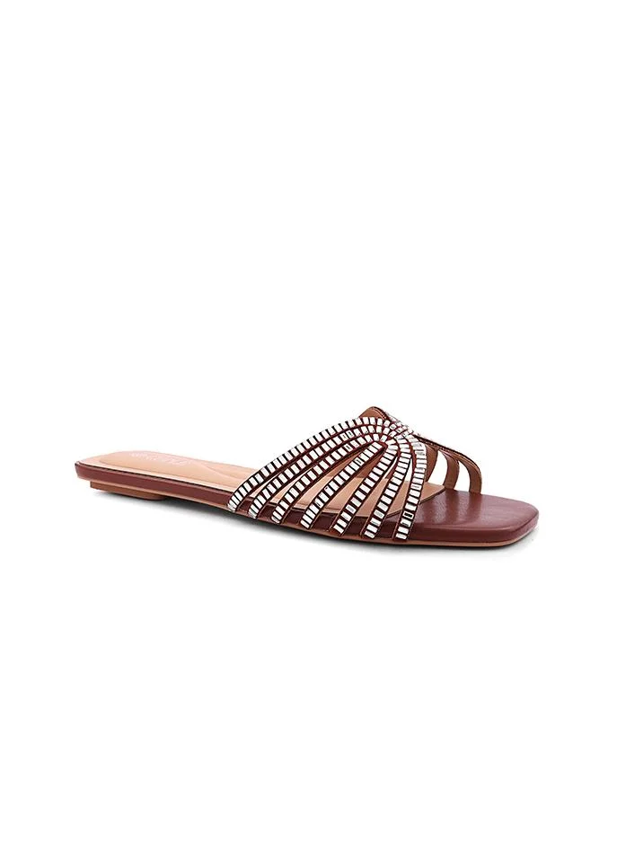 كابلي Cuple Embellished Multi Strap Flat Slides