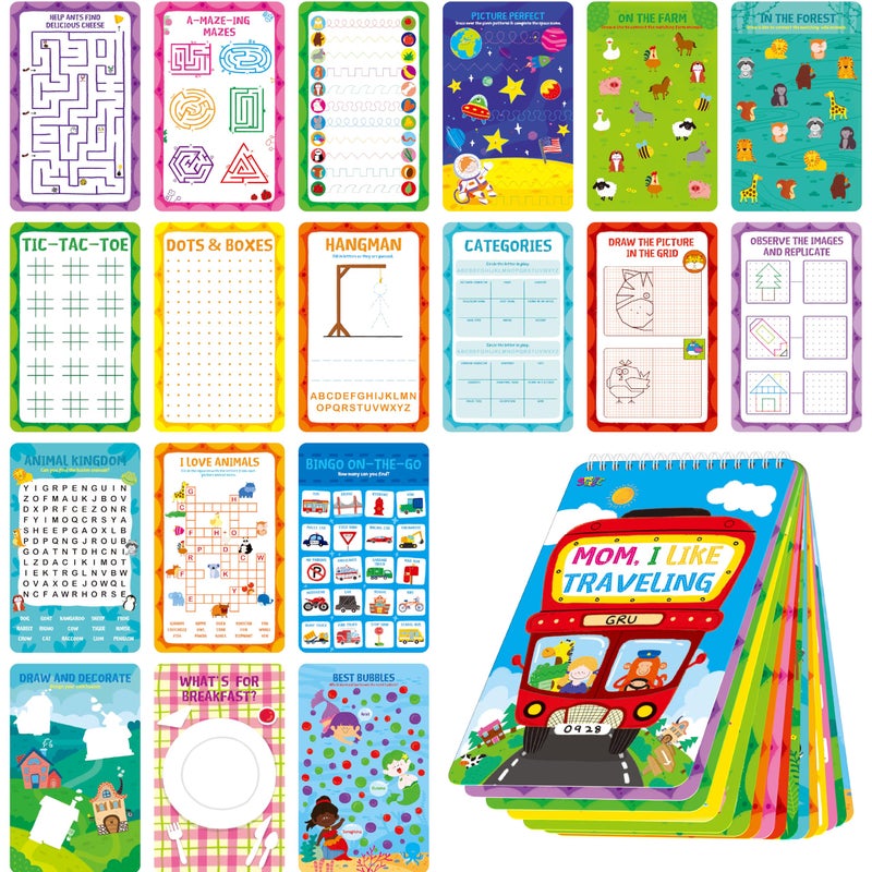 SpriteGru 31 Dry Erase Activities Book, Reusable & Erasable Game Pad, Explore and Find, Maze Matching TIC-TAC-Toe Dot to Dot Educational On The Go Toy and Learning Tool for Road Trip Airplane Travel - Image 1