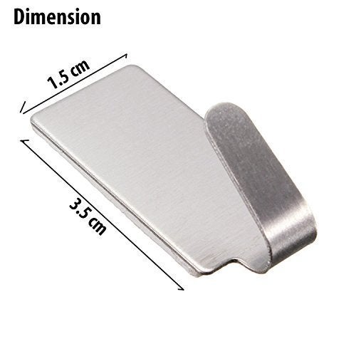 AmigozZ Multipurpose Small Rectangular Stainless Steel Adhesive Hooks Load Capacity Upto 1 Kg Pack of 12 Silver - Image 5