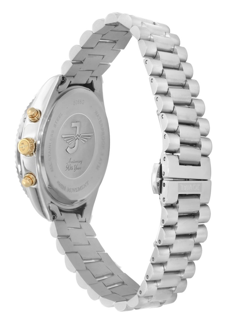 Jovial Men's Fashion metal band watch, 38mm, Green Dial with Diamond  - Image 3