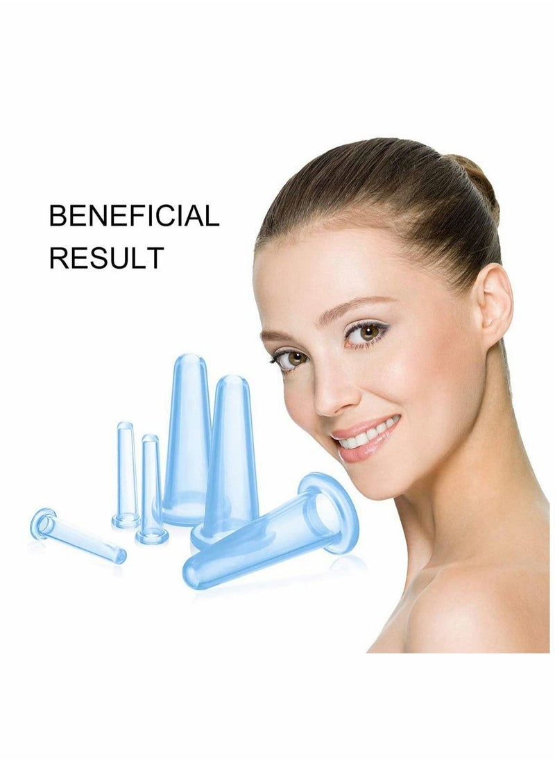 Excefore - Cupping Facial Set for Face and Eye Cupping Massage, Facial Cupping Set Silicone Cups with Exfoliating Brush for Face Neck Skin (Small Medium) - Image 1