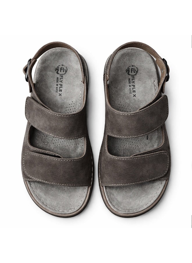 صندل رجالي طبي مريح – صندل جلد عملي بشريطين لاصقين قابلين للتعديل مع سير خلفي – خفيف الوزن ونعل مانع للانزلاق - Image 5